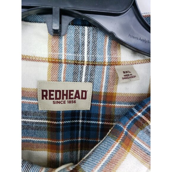 RedHead Mens 5XL Ozark Mountain Plaid Flannel Shirt Long-Sleeve Comfortable Fit - Picture 6 of 8
